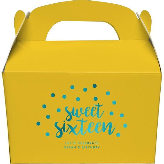 Confetti Dots Sweet Sixteen Gable Favor Boxes